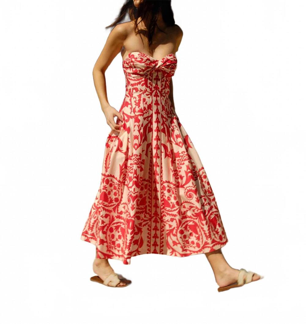 NEW CARTOLINA NANTUCKET ingrid midi dress in faraway print poppy